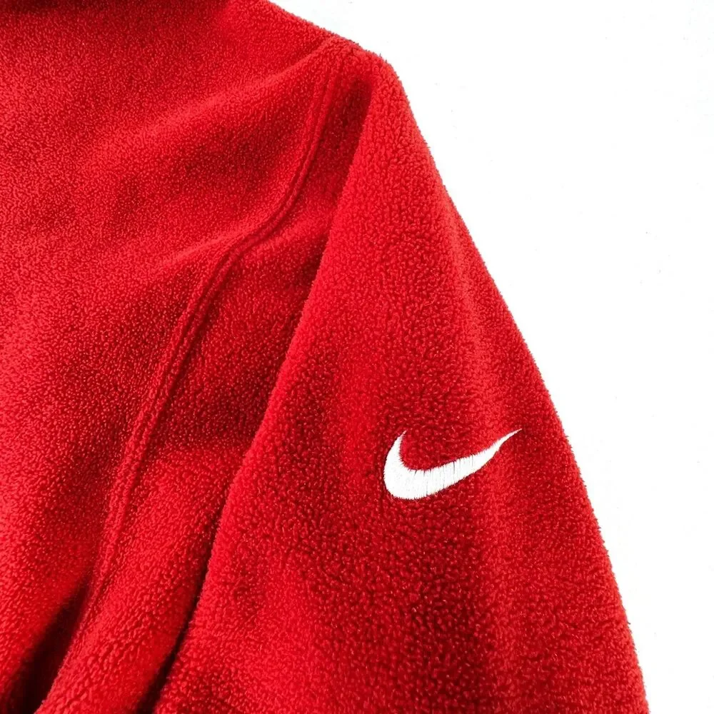 Vtg Nike Travis Scott Center Swoosh Spell Out Fleece Hoodie Sweatshirt Red Men L